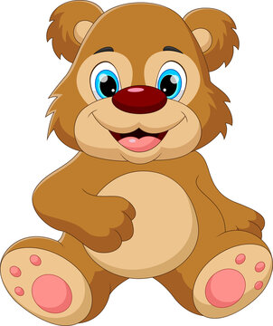 cartoon baby bear sitting and smiling pose
