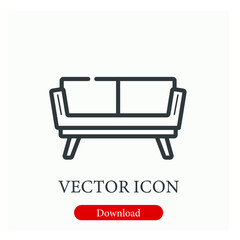 Sofa vector icon.  Editable stroke. Linear style sign for use on web design and mobile apps, logo. Symbol illustration. Pixel vector graphics - Vector