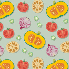 野菜の断面のパターンイラスト素材