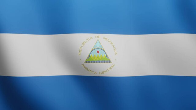 3d waving flag of Nicaragua. National flag in wind background. 4k realistic seamless loop animated video clip