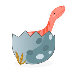 Cute cartoon dinosaur dotted egg. Vector illustration with dino for kids t-shirt design.