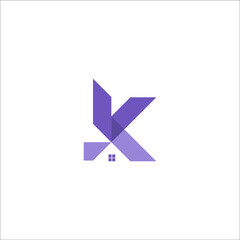 letter K with home logo design vector