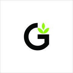 letter G with leaf logo design vector
