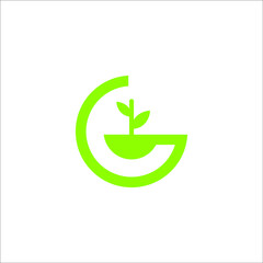 letter G with leaf logo design vector