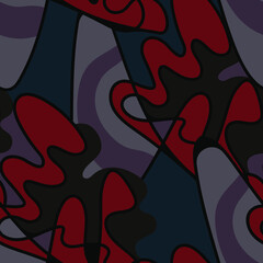 Seamless unusual abstract pattern with hand drawn wave lines and shapes