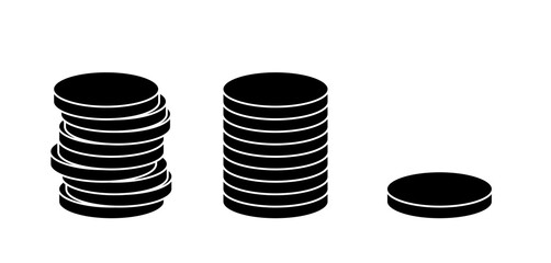 Gold Coin Money or Cryptocurrency Token Icon Set. Vector Image.