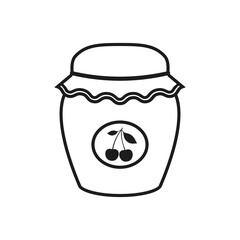 Cherry jam icon. Vector. Line style.