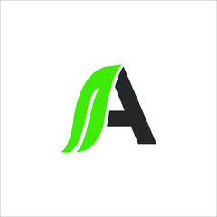 letter A leaf logo design vector