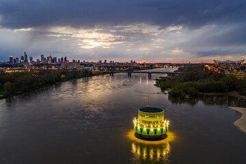Warsaw drinking water intake during sunset