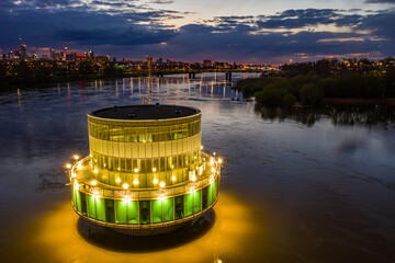 Warsaw drinking water intake during sunset