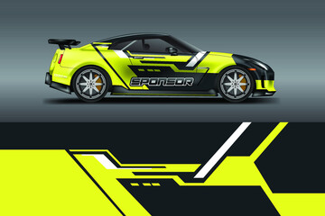 Car Wrap Racing Design Vector , Background for Vehicle , Rally , Drift .