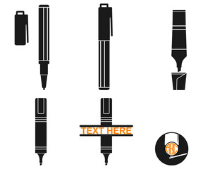 Hghlighter pens  vector, highlighter pens sign symbol icon vector , highlighter pens silhouette.
