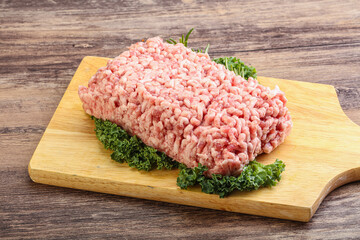 Raw pork minced meat for cooking