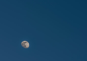 Naklejka na ściany i meble White moon with dark blue sky in Krkonose mountains in spring evening