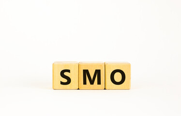 SMO, social media optimization symbol. Wooden cubes with word 'SMO - social media optimization' on beautiful white background, copy space. Business, SMO - social media optimization concept. - obrazy, fototapety, plakaty