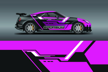 Car Wrap Racing Design Vector , Background for Vehicle , Rally , Drift .