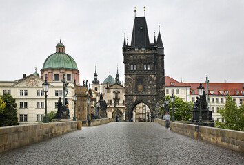 Fototapeta na wymiar View of Charles Bridge in Prague. Czech Republic