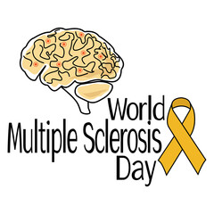 Fototapeta premium World Multiple Sclerosis Day, schematic representation of an affected human brain and a symbolic ribbon