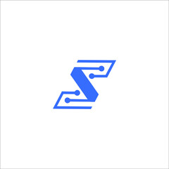letter S circuit board logo design vector