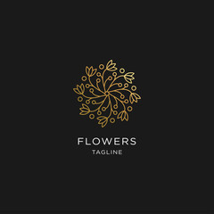 
Abstract flower Logo design vector template in Linear style.