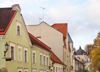 Fototapeta na wymiar Kompanii street in Tartu. Estonia