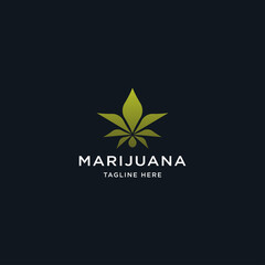 Fototapeta na wymiar Green cannabis marijuana hemp leaf logo and symbol