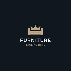 minimalist furniture king logo design template