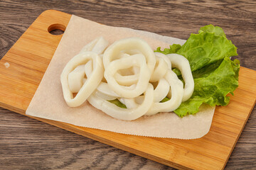 Raw squid rings for cooking