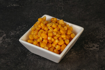 Sweet corn seeds in the bowl