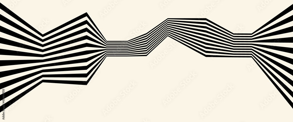 Sticker abstract background with zigzag lines. stripes optical art illusion.