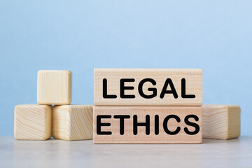 LEGAL ETHICS. WOODEN BARS with information on the desktop.