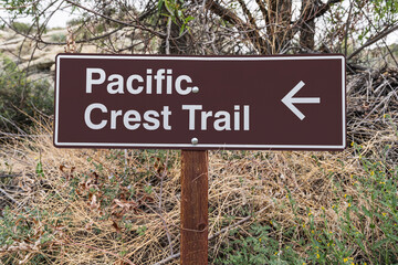 Sign leading to the famous Pacific Crest Trail in Los Angeles County California.  