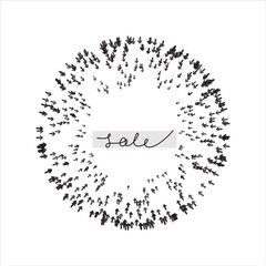 sale sticker with arrows around vector background