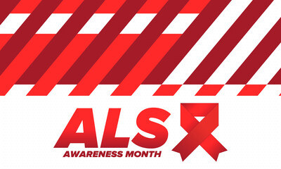 Fototapeta premium ALS Awareness Month. Amyotrophic lateral sclerosis. Annual campaign is held in May in United States. Control and protection. Prevention campaign. Medical health care concept. Vector illustration