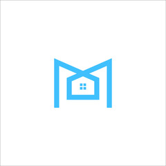 letter M home logo design vector