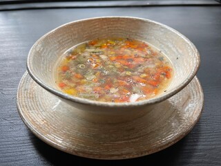 vegetable soup with finely chopped vegetables