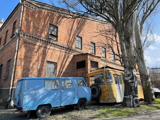 burnt abandoned bus