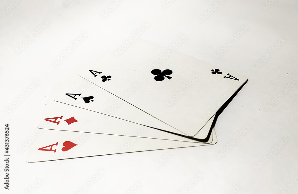 Sticker Four aces cards isolated on a white background