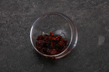 Fried chili pepper sauce with oil