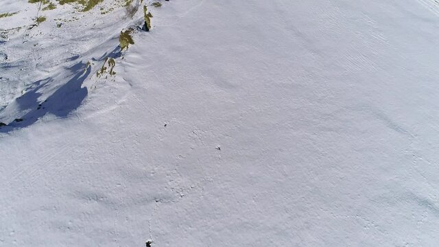 View of the snowy plateau of the mountain