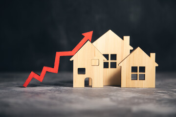 House model and red arrow