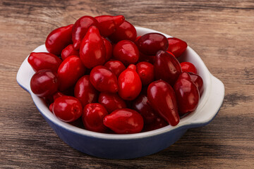 Sweet and ripe cornel berries