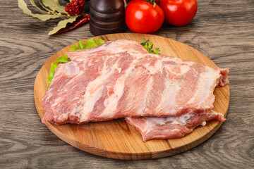 Raw pork ribs for cooking