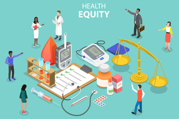 3D Isometric Flat Vector Conceptual Illustration of Health Equity