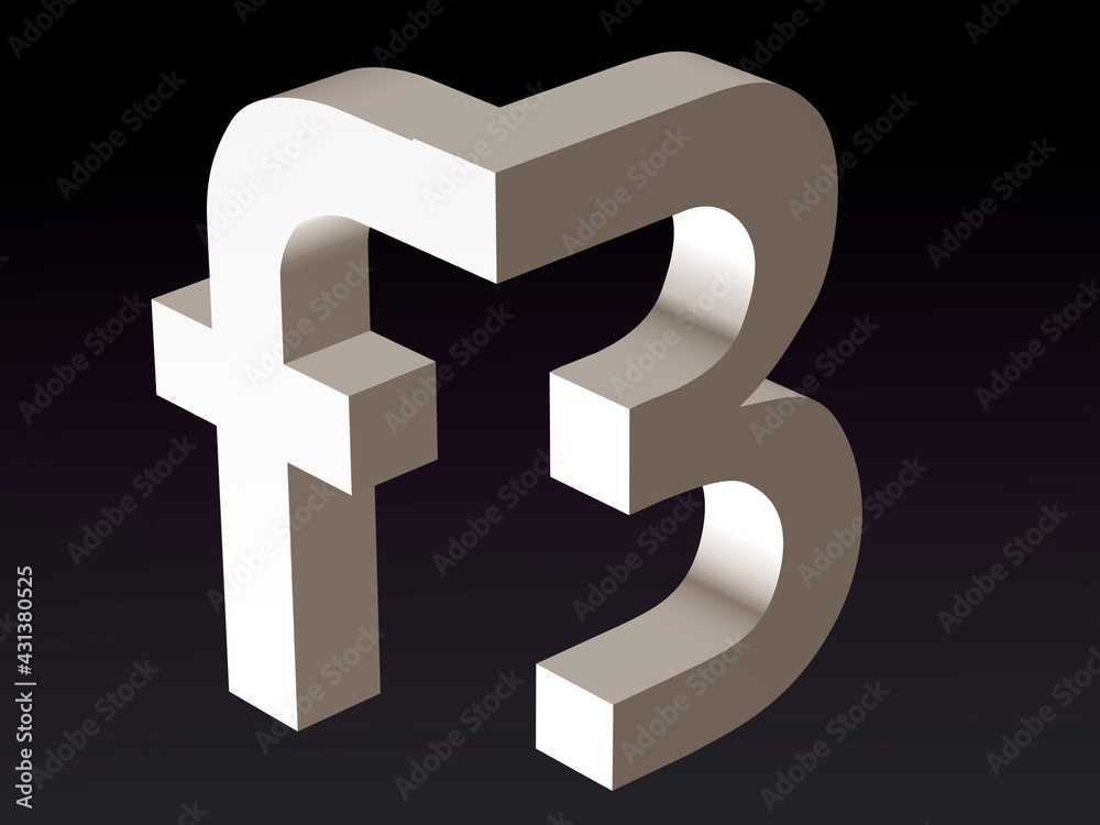 Poster font composition stylization of the font of the letters f and b. 3d rendering.