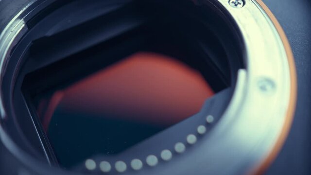 digital matrix of a camera with a working shutter shot close-up