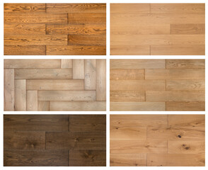 Variety of different laminate and parquet sample textures collage