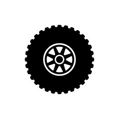 Car wheel icon. Black silhouette. Side view. Vector simple flat graphic illustration. The isolated object on a white background. Isolate. © far700