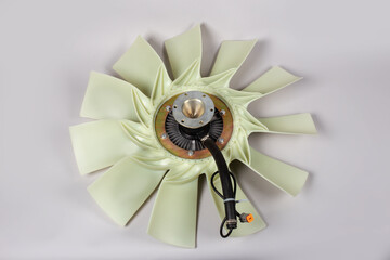 viscous coupling for truck on the gray background. Car fan. Large fan.