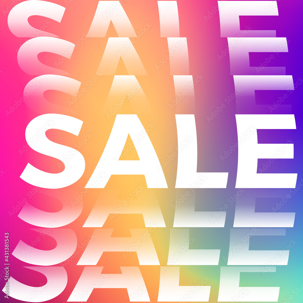Poster modern sale banner design. wavy text on bright colorful background with gradient. vector advertising